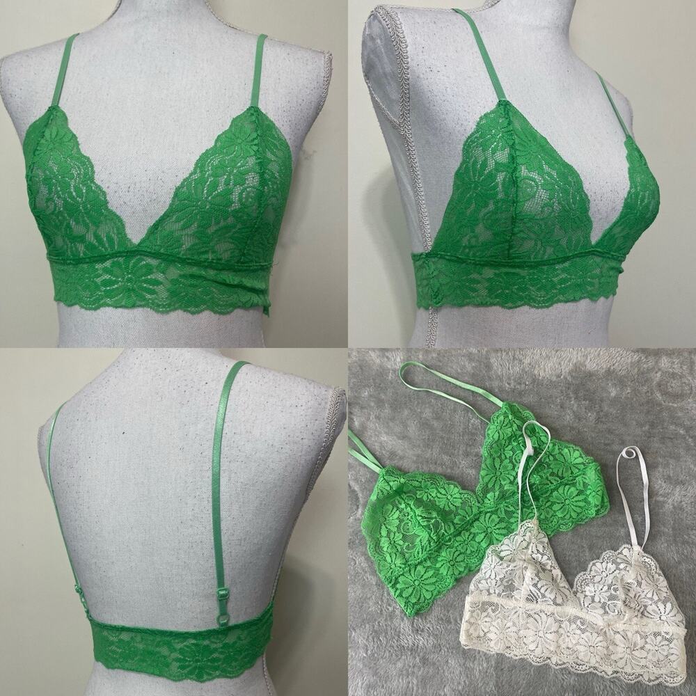 2-pack Women Lace Bralette Sexy Bra Floral Lingerie Sleepwear Night Top Size S/M